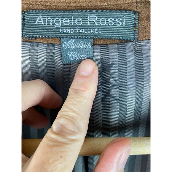 NWT Angelo Rossi Men's 44 Brown Hand Tailored Micro Tech Wool Coat - Picture 2 of 11